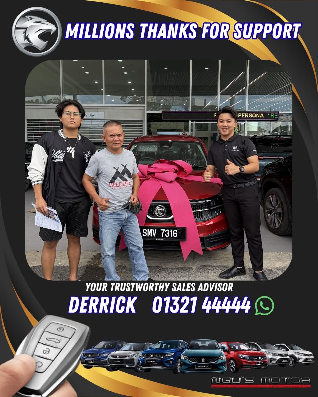 Proton customer vehicle handover with Derrick Lim at Ngus Motor Sibu