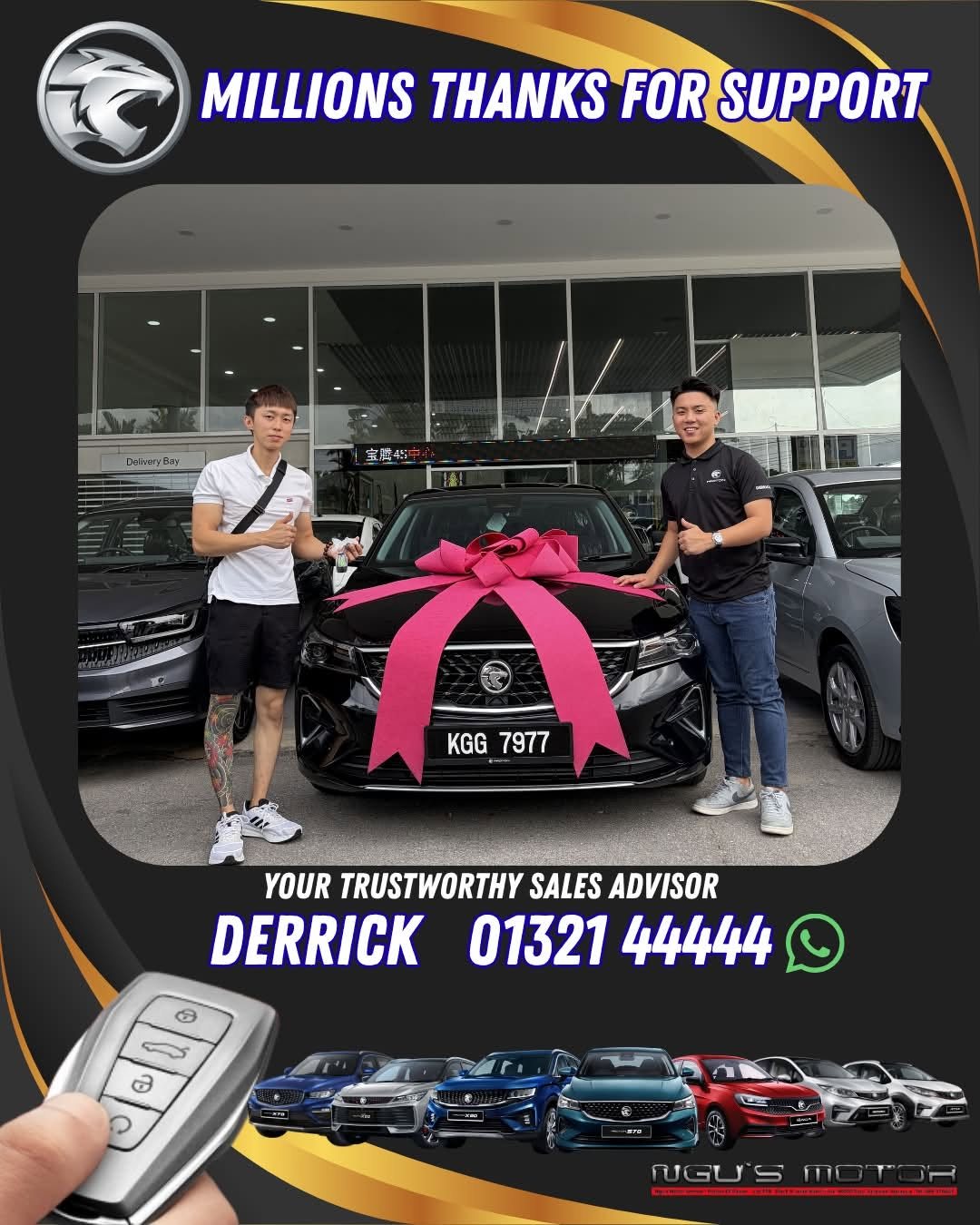 New Proton owner collecting a black Proton with Derrick Lim